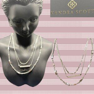 Kendra Scott Rhoduim Plated Three Layered Strands CZ Accent Addison Necklace